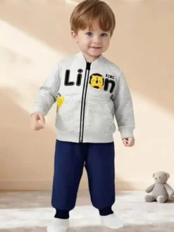 Sweet Junior Completo 3 pezzi da neonato con chiusura zip - grigio chiaro