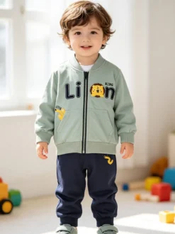 Sweet Junior Completo 3 pezzi da neonato con chiusura zip - verde chiaro