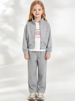 Sweet Junior Completo tuta da bambina 3 pezzi con strass - grigio