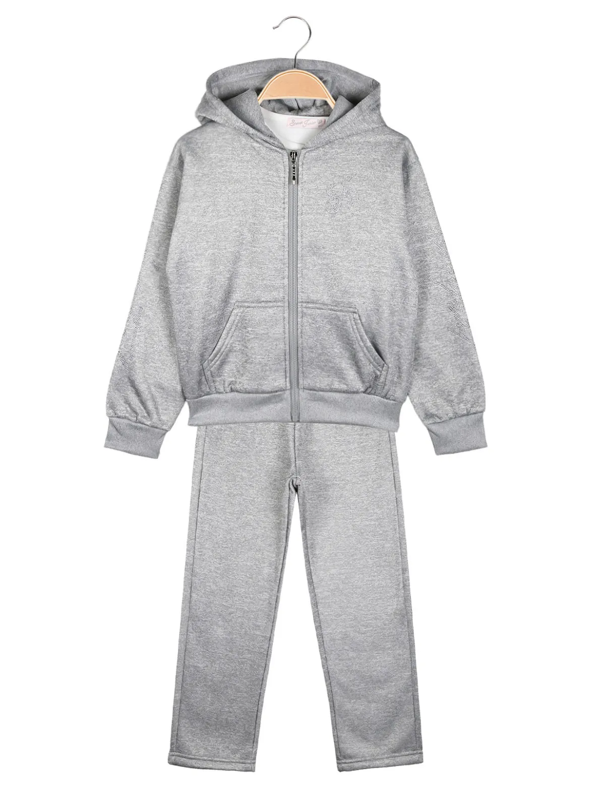 Sweet Junior Completo tuta 3 pezzi da bambina con cappuccio e zip - grigio