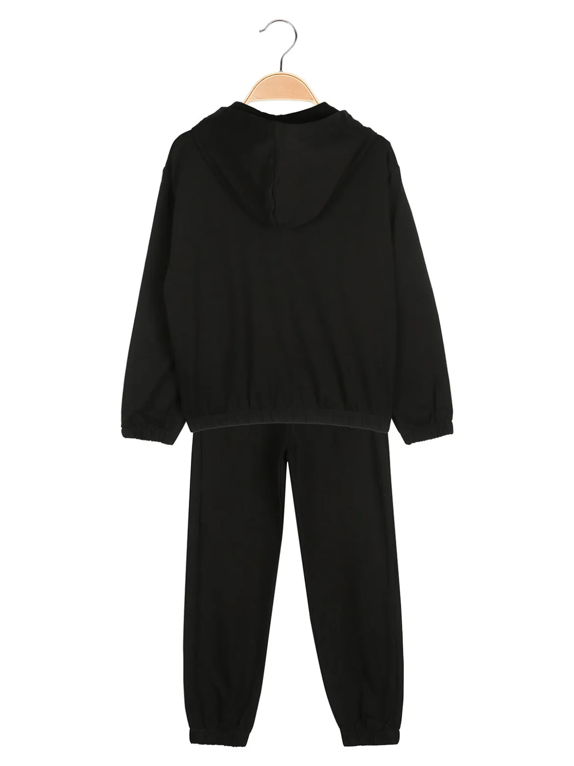 Sweet Junior Completo tuta 3 pezzi da bambina con farfalle di strass cappuccio e zip - nero