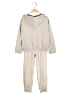 Sweet Junior Completo tuta 3 pezzi da bambina con farfalle di strass cappuccio e zip - beige