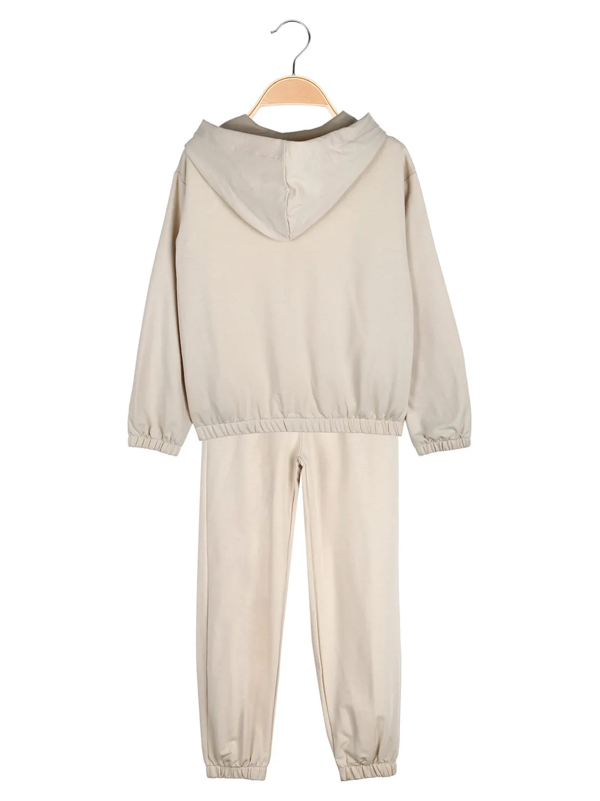 Sweet Junior Completo tuta 3 pezzi da bambina con farfalle di strass cappuccio e zip - beige
