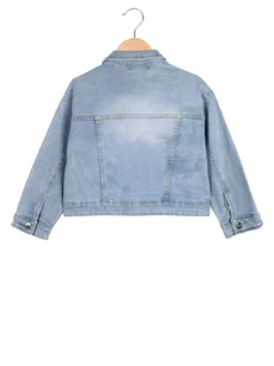 Sweet Junior Giacca cropped da bambina in jeans con perle e strass - jeans