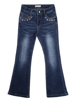 Sweet Junior Jeans da bambina a zampa con pietre colorate - jeans