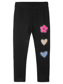 Sweet Junior Leggings da bambina in tessuto caldo con applicazioni