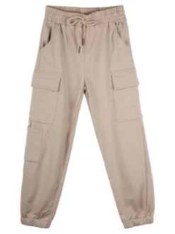 Sweet Junior Pantaloni cargo da ragazza con polsini e coulisse - beige