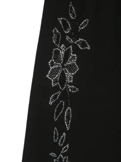 Sweet Junior Pantaloni da bambina a gamba larga con strass floreali - nero