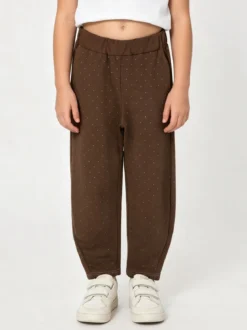 Sweet Junior Pantaloni da bambina a palloncino con micro borchie - moro