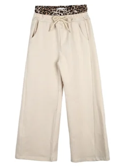 Sweet Junior Pantaloni da bambina in cotone a gamba larga - beige
