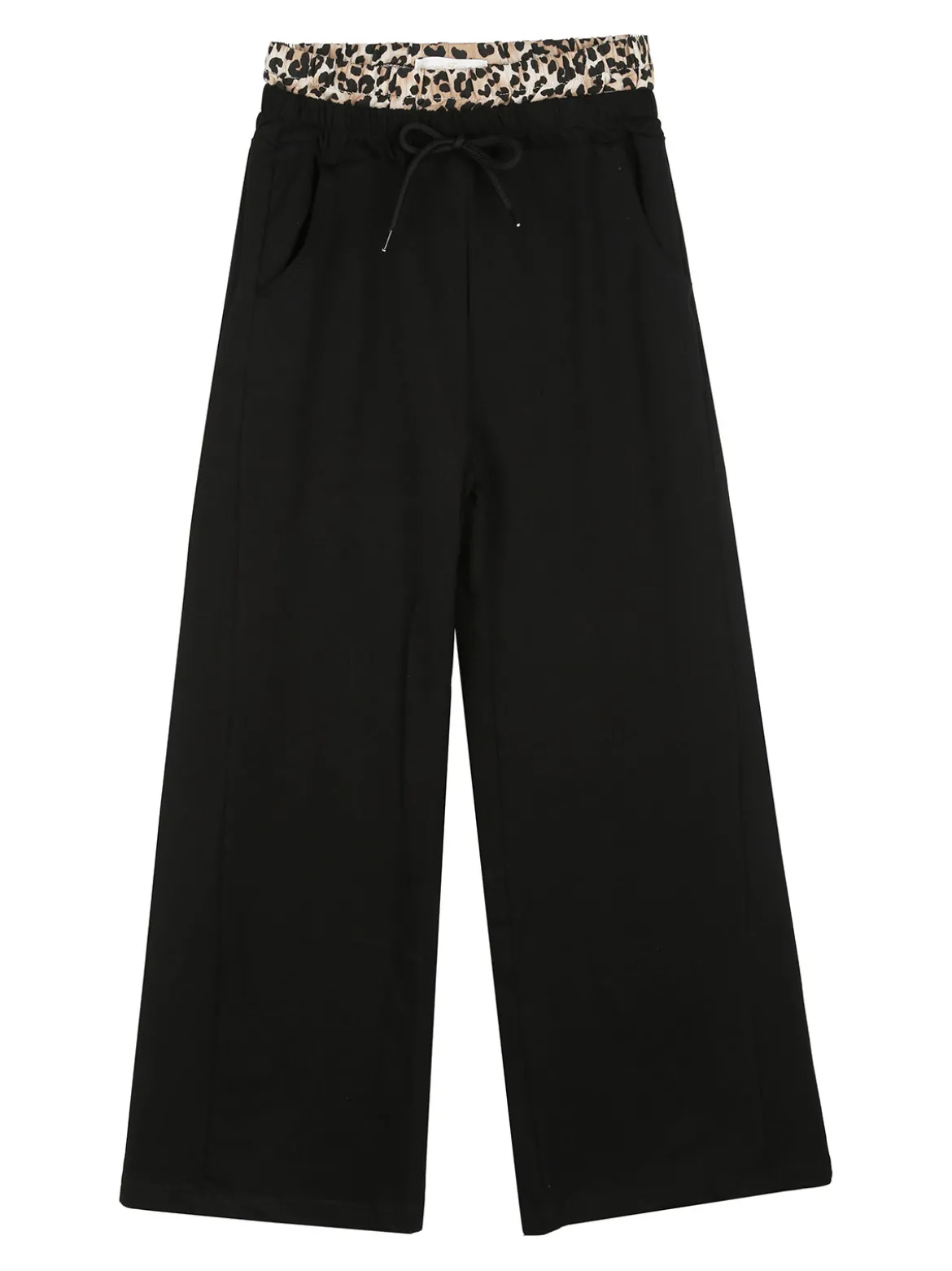 Sweet Junior Pantaloni da bambina in cotone a gamba larga - nero