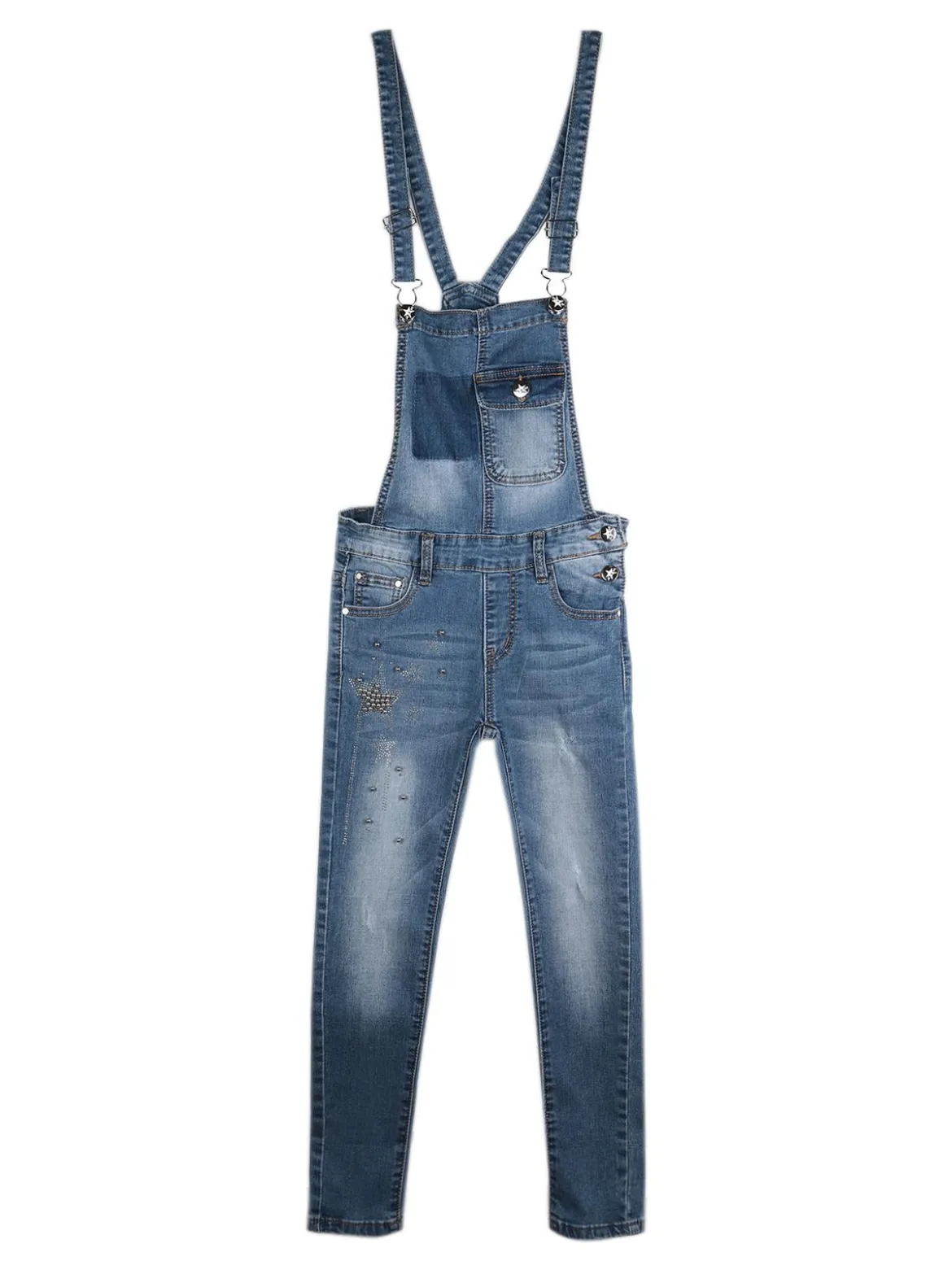 Sweet Junior Salopette di jeans con borchie