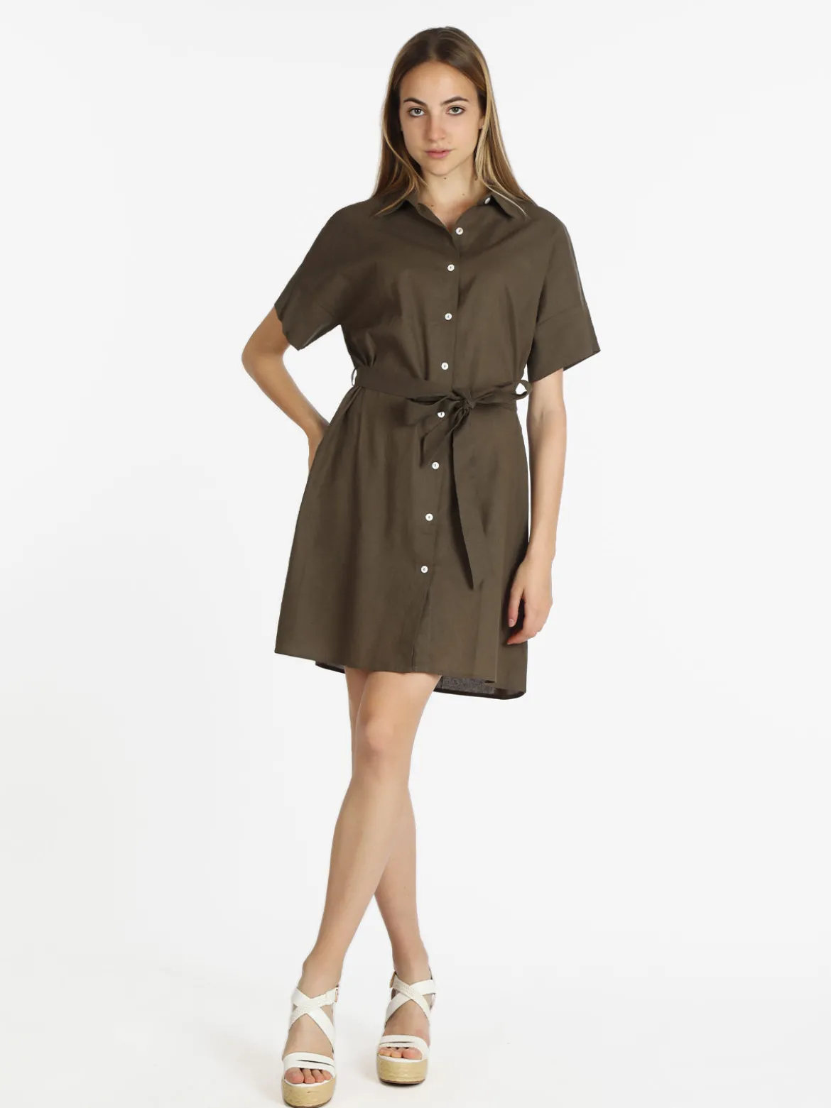 Sweet Miss Abito a camicia in cotone maniche corte