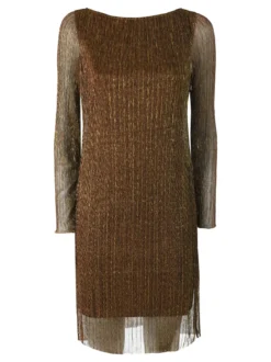 Sweet Miss Abito donna in lurex con maniche lunghe velate - oro