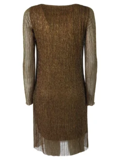 Sweet Miss Abito donna in lurex con maniche lunghe velate - oro