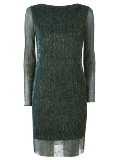 Sweet Miss Abito donna in lurex con maniche lunghe velate - ottanio