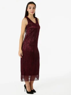 Sweet Miss Abito lungo da donna in lurex senza maniche - bordeaux
