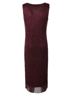 Sweet Miss Abito lungo da donna in lurex senza maniche - bordeaux