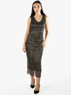 Sweet Miss Abito lungo da donna in lurex senza maniche - marrone