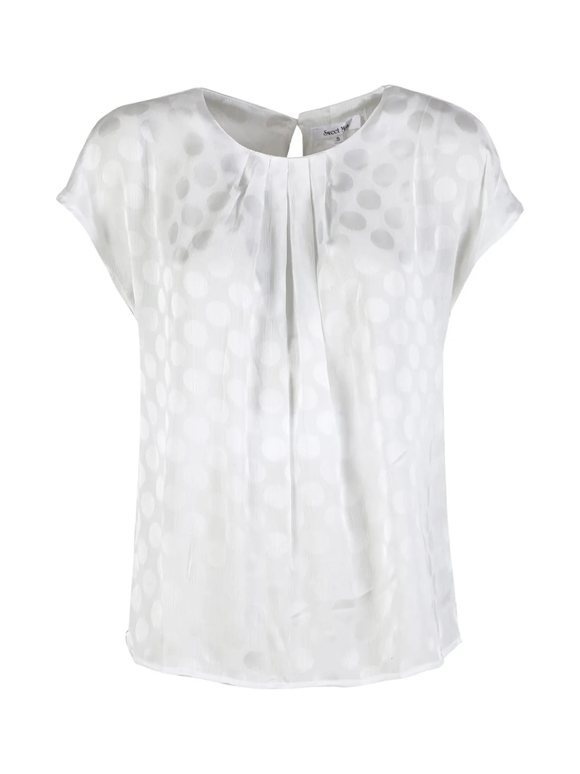 Sweet Miss Blusa donna girocollo a maniche corte - bianco