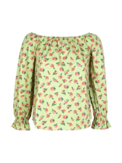 Sweet Miss Blusa donna in cotone a fiori manica lunga