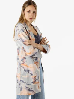 Sweet Miss Cappotto donna oversize in tessuto scamosciato con stampe - multicolore