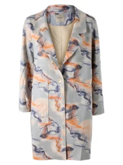 Sweet Miss Cappotto donna oversize in tessuto scamosciato con stampe - multicolore