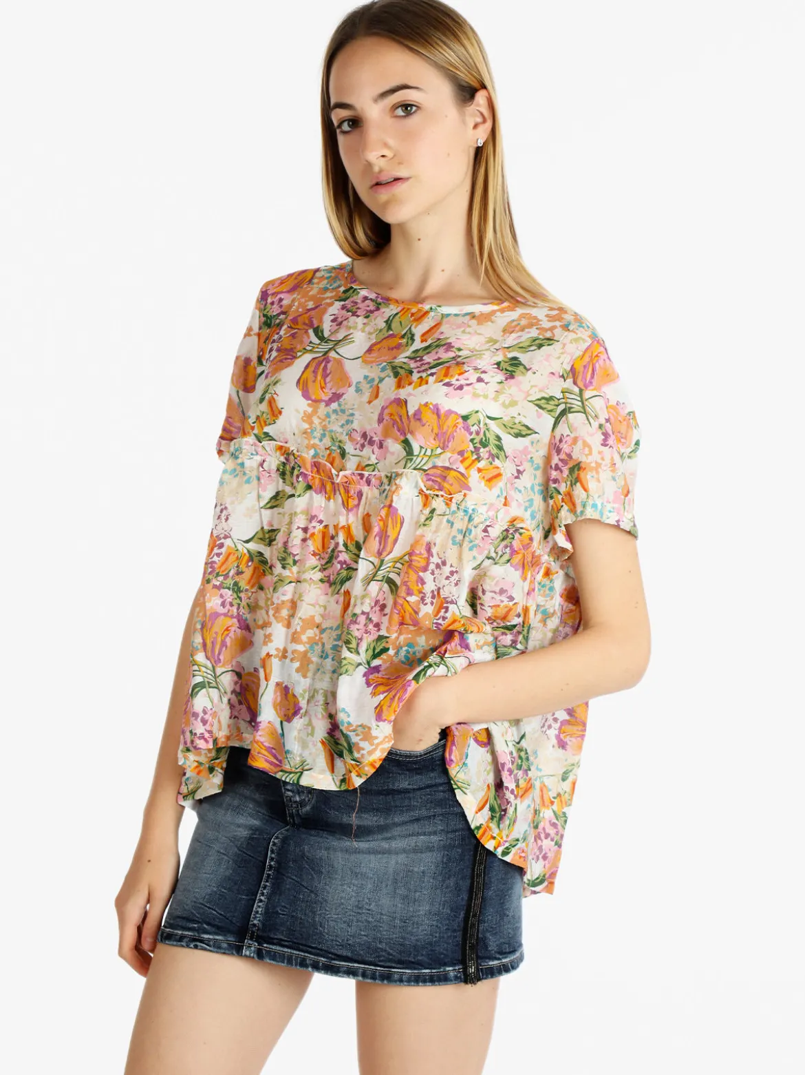 Sweet Miss Maxi blusa donna con stampa floreale