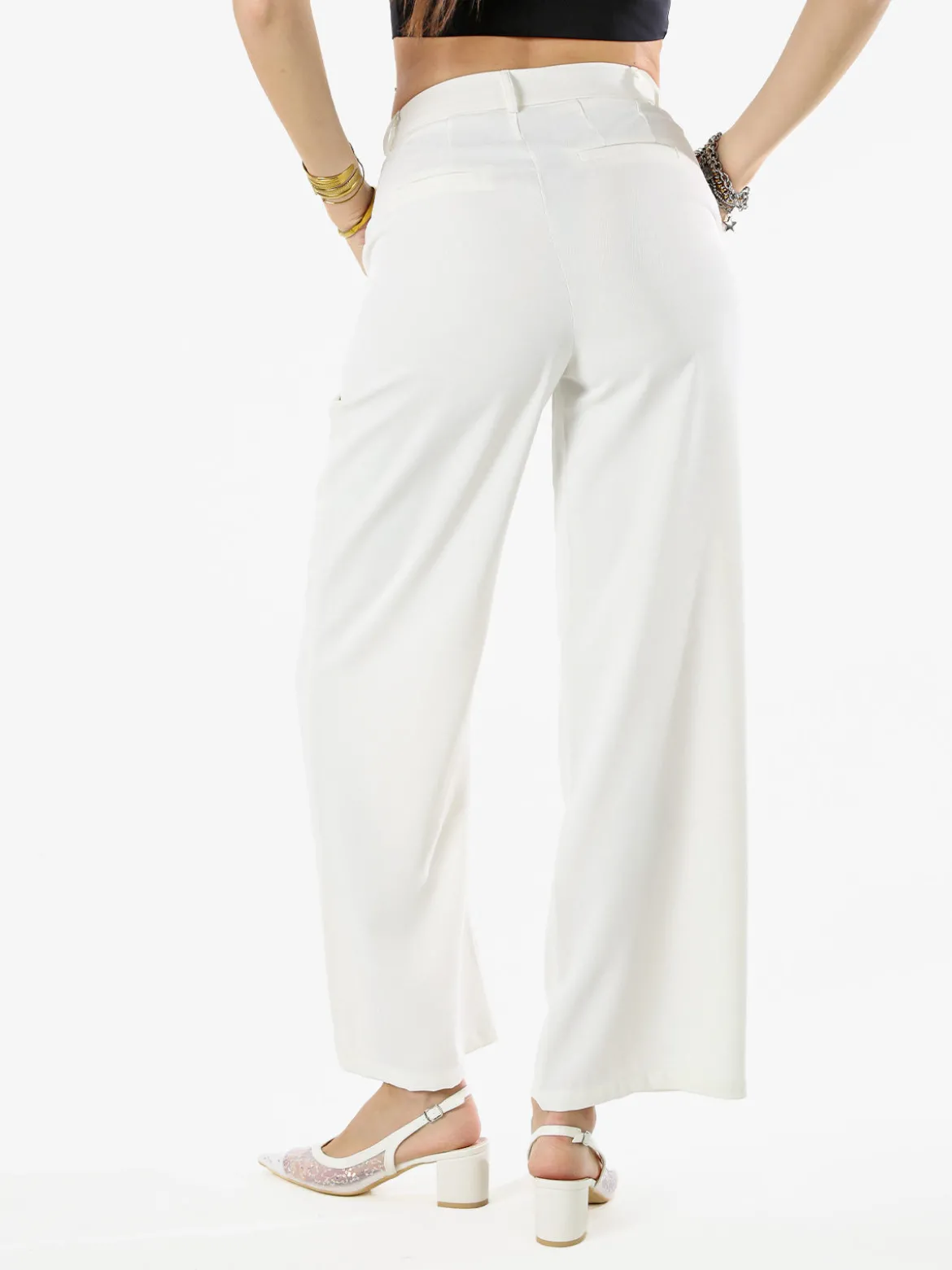 Sweet Miss Pantaloni donna a palazzo - bianco