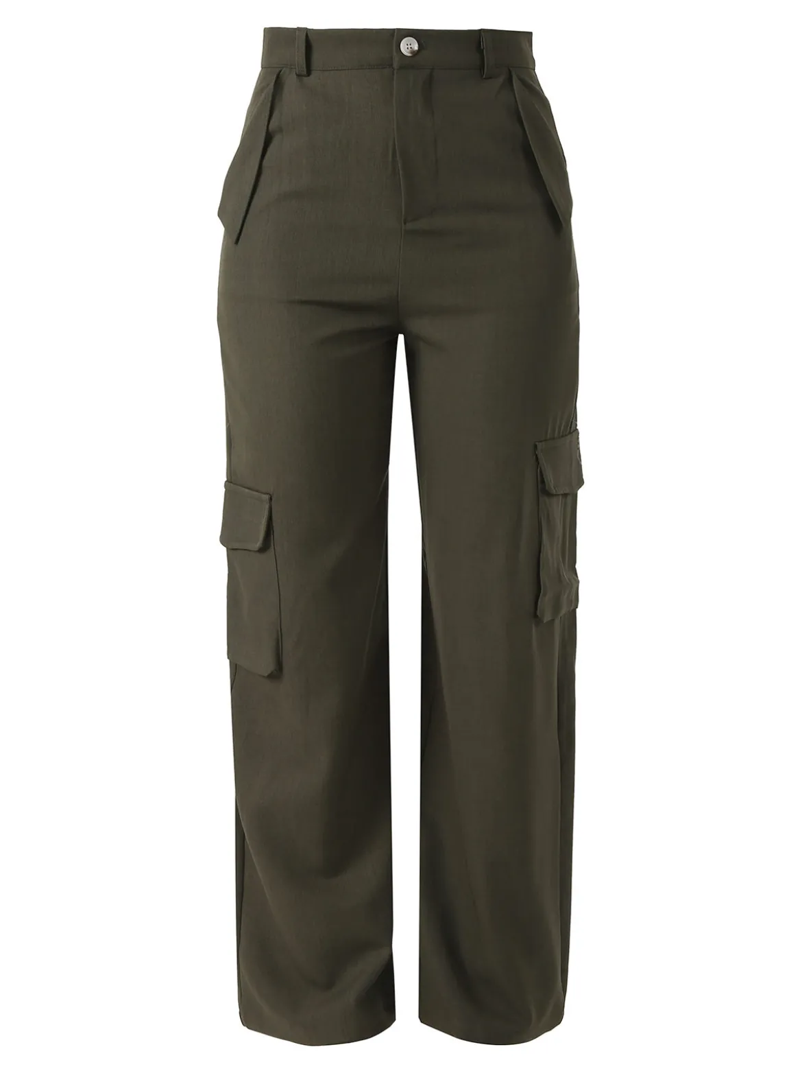 Sweet Miss Pantaloni donna a palazzo con tasconi laterali - militare