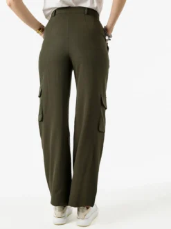 Sweet Miss Pantaloni donna a palazzo con tasconi laterali - militare