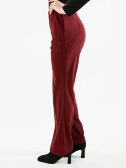 Sweet Miss Pantaloni donna in velluto a coste con finale a zampa - bordeaux