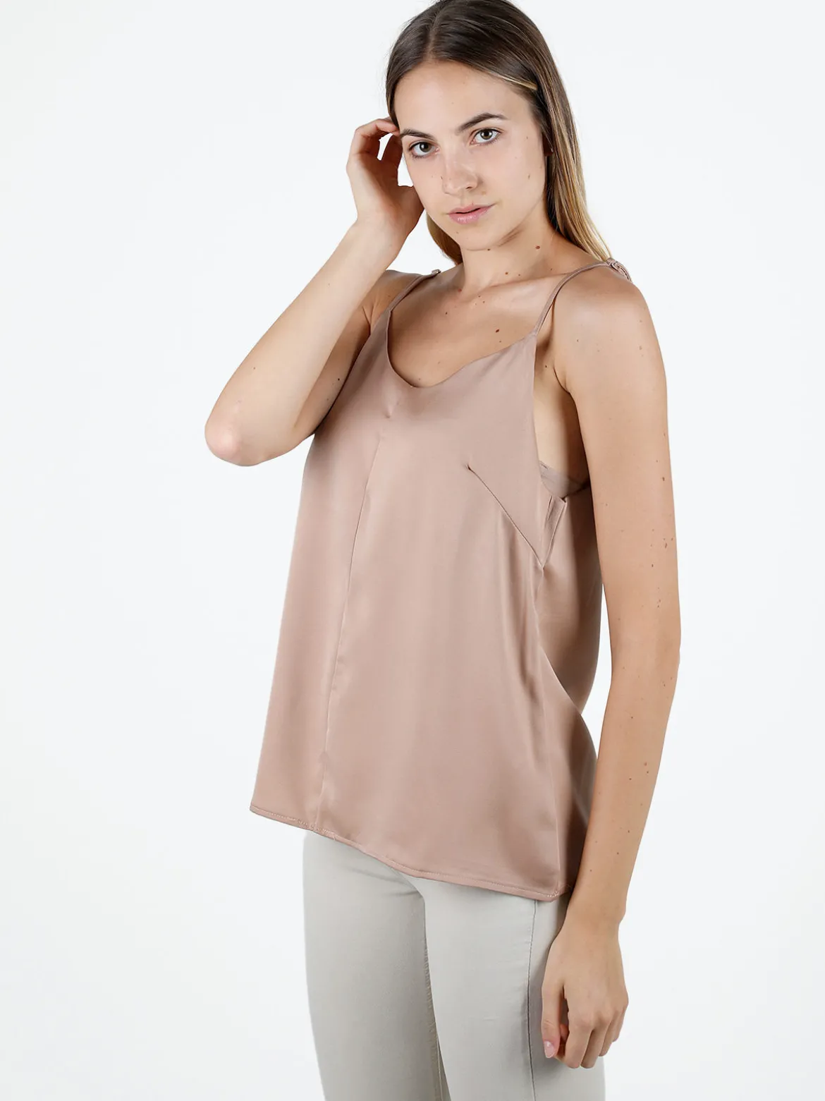 Sweet Miss Top donna con spalline sottili effetto raso