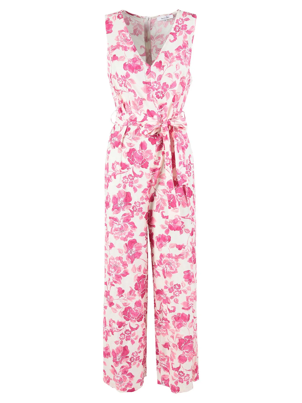 Sweet Miss Tuta lunga jumpsuite donna senza maniche con stampa floreale