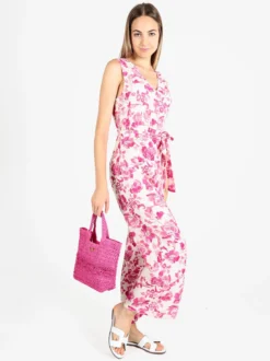 Sweet Miss Tuta lunga jumpsuite donna senza maniche con stampa floreale