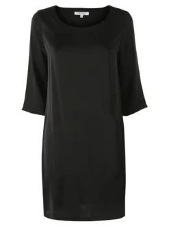 Sweet Miss Vestito donna con maniche a 3/4 in tessuto effetto raso - nero