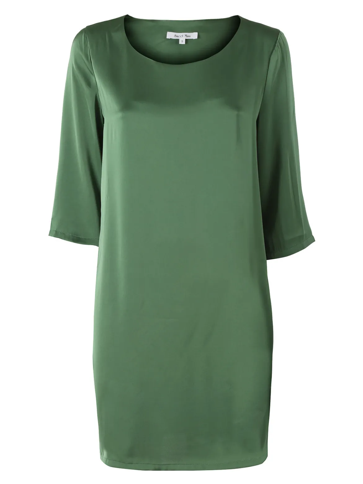 Sweet Miss Vestito donna con maniche a 3/4 in tessuto effetto raso - verde