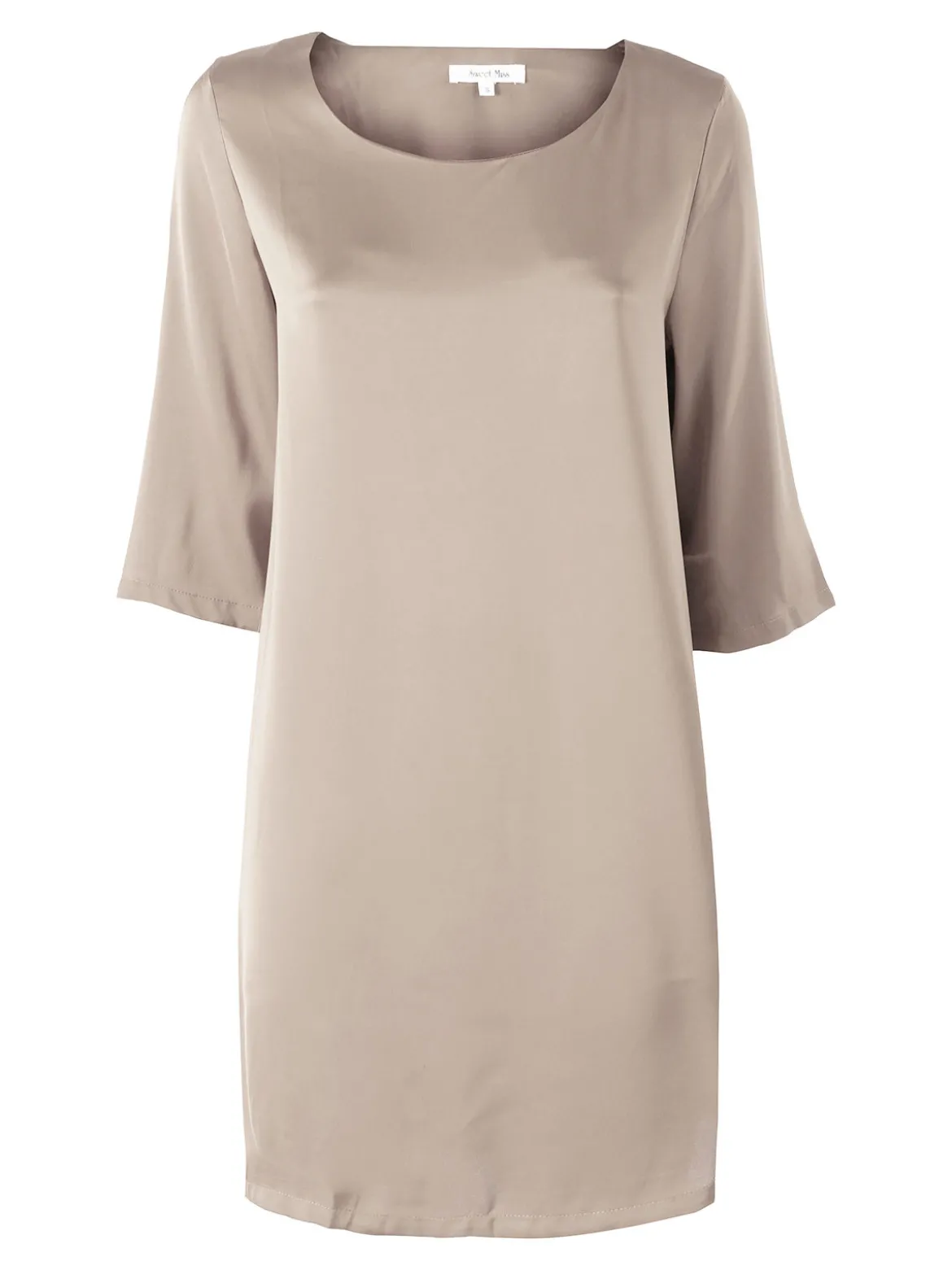 Sweet Miss Vestito donna con maniche a 3/4 in tessuto effetto raso - khaki