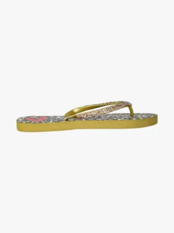 Sweet Years Infradito donna animalier in gomma con strass e pietre - giallo