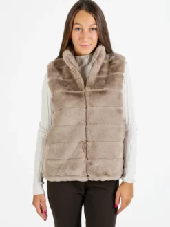 Swish Jeans Gilet donna in ecopelliccia - khaki