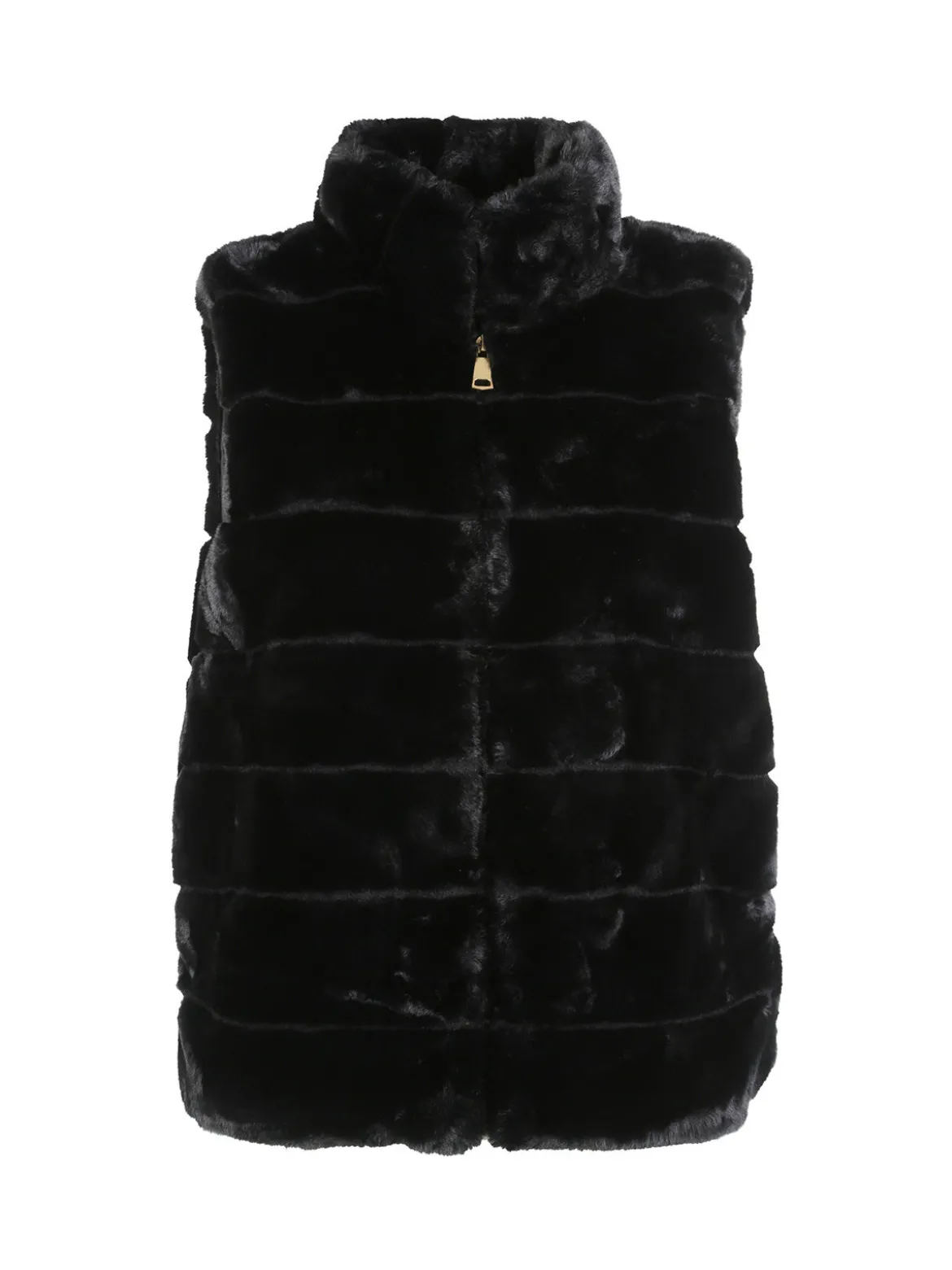 Swish Jeans Gilet donna in ecopelliccia- nero