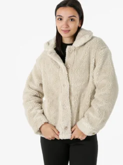 The People Rep Cappotto corto teddy da donna con bottoni - beige