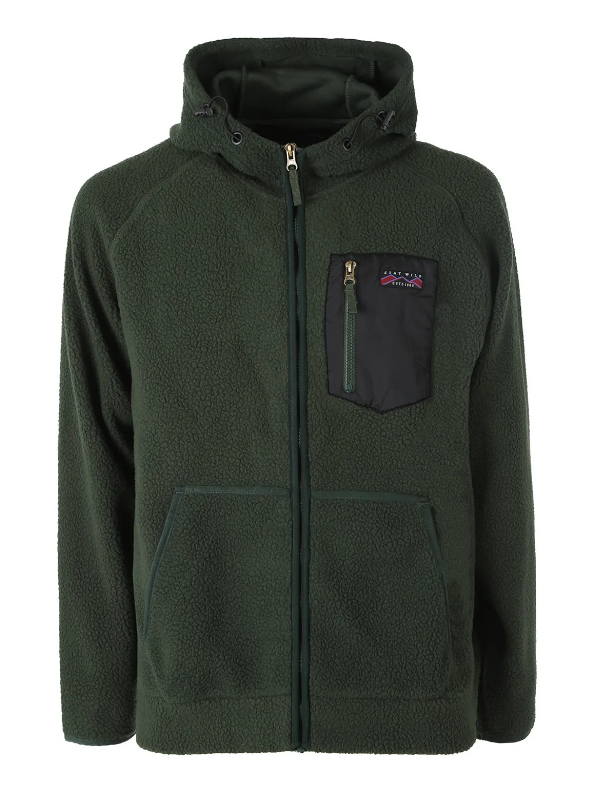 The People Rep Felpa teddy in pile da uomo con cappuccio e zip - militare