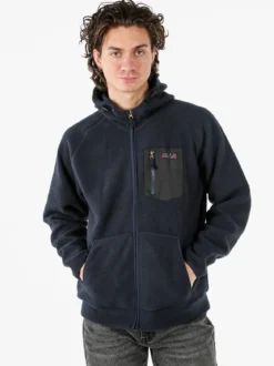 The People Rep Felpa teddy in pile da uomo con cappuccio e zip - blu scuro
