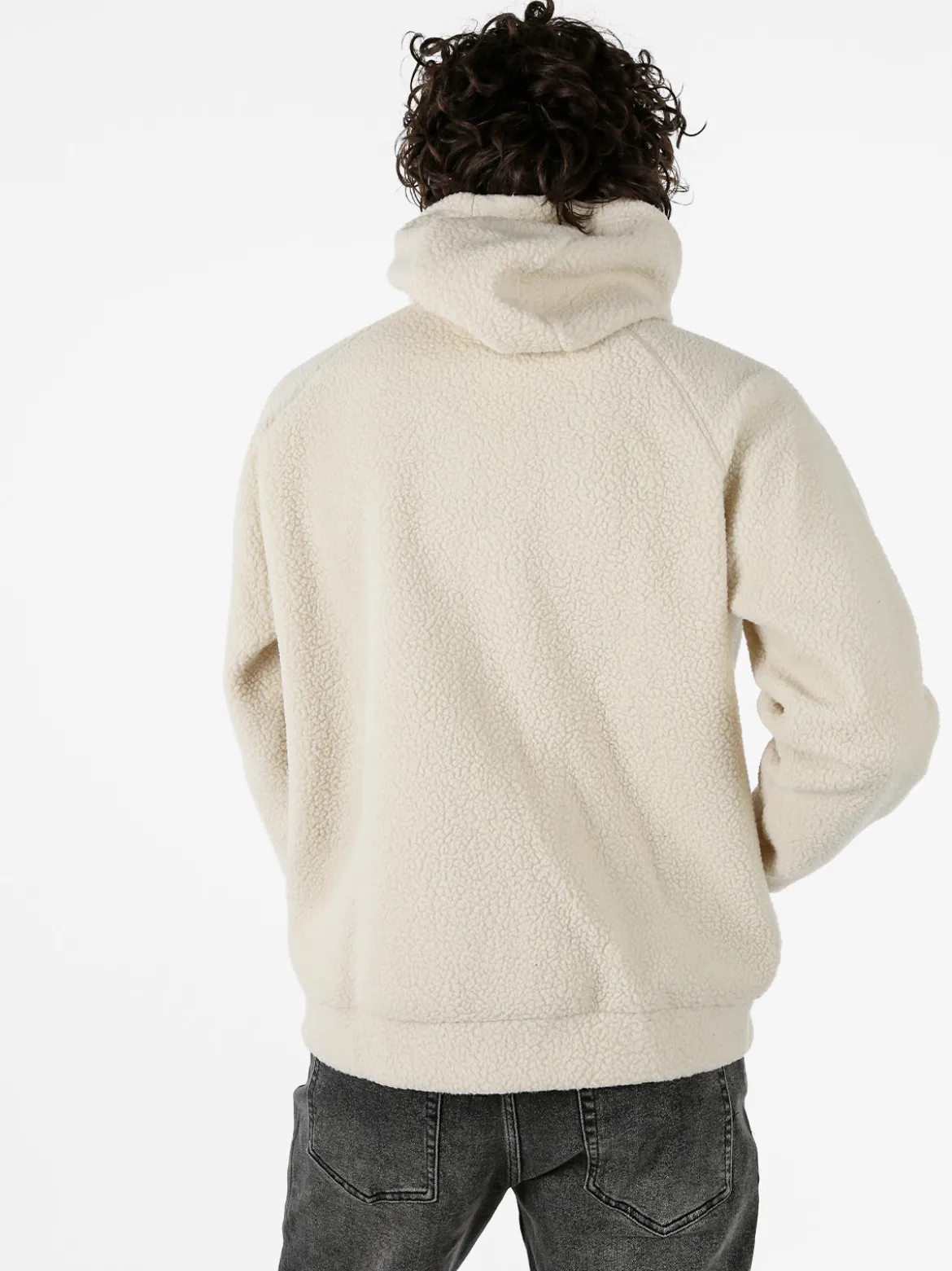 The People Rep Felpa teddy in pile da uomo con cappuccio e zip - beige