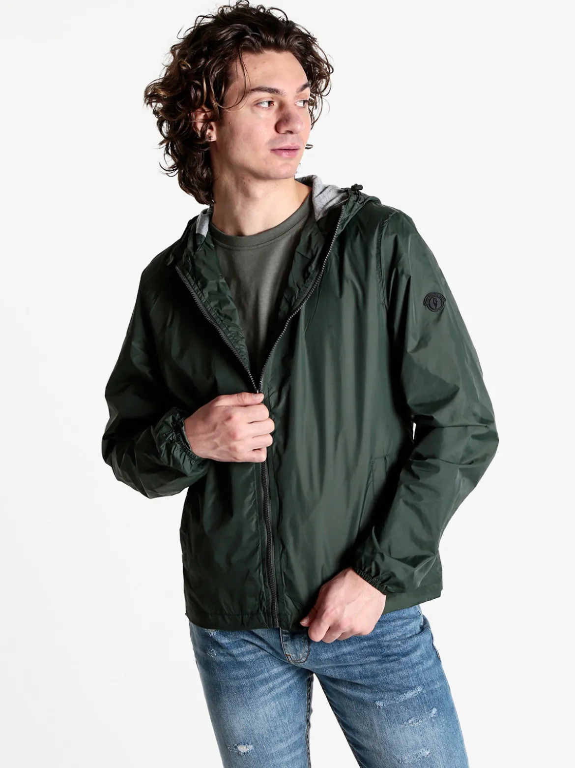 The People Rep Giacca a vento da uomo con cappuccio e zip