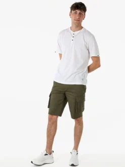 The People Rep T-shirt da uomo in cotone con bottoncini sullo scollo - bianco