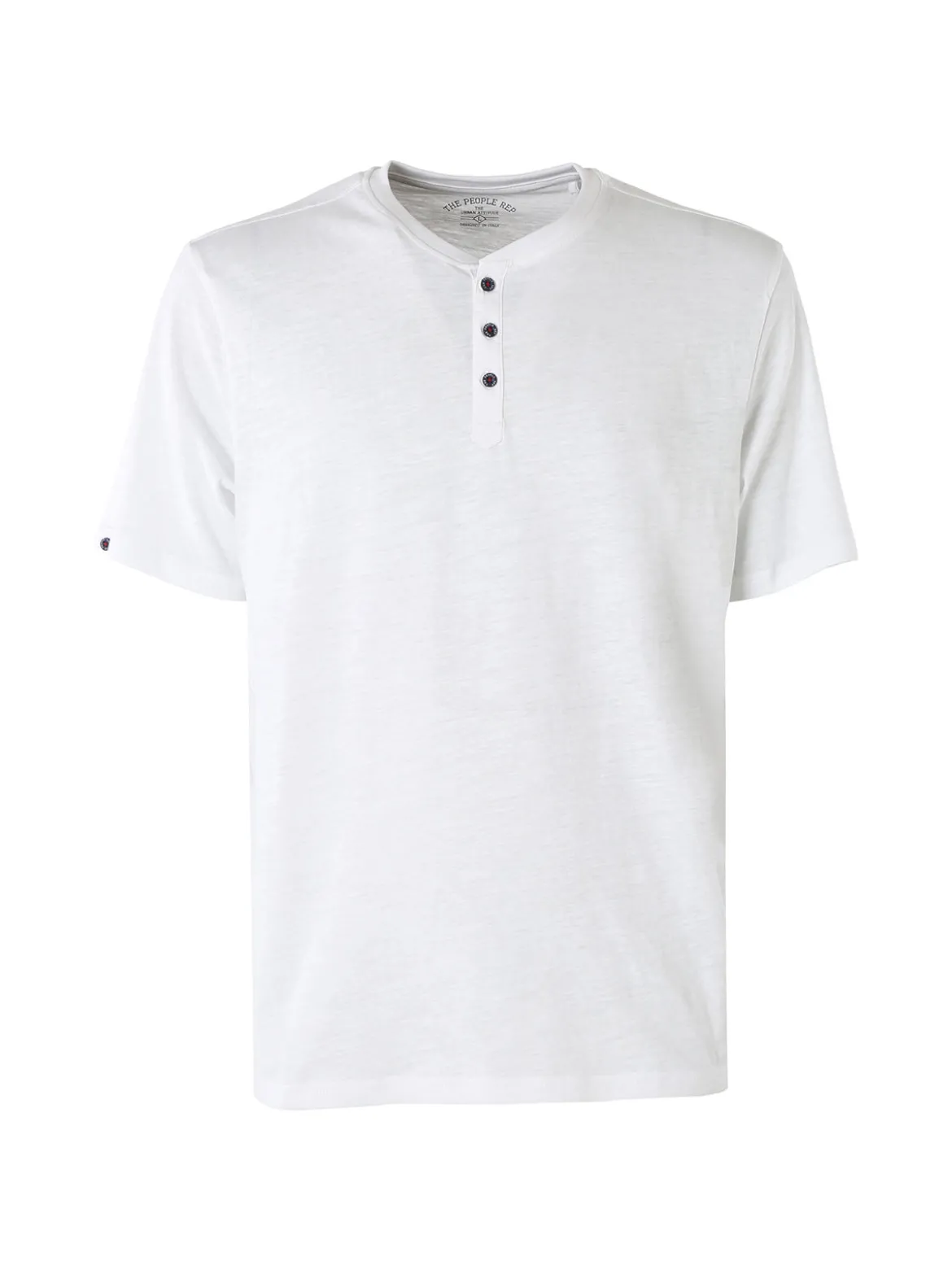 The People Rep T-shirt da uomo in cotone con bottoncini sullo scollo - bianco