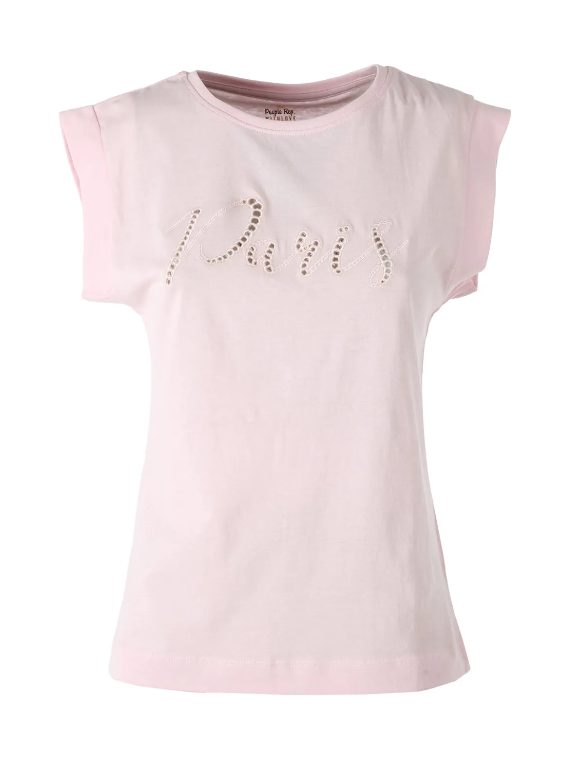 The People Rep T-shirt donna in cotone con ricamo - rosa