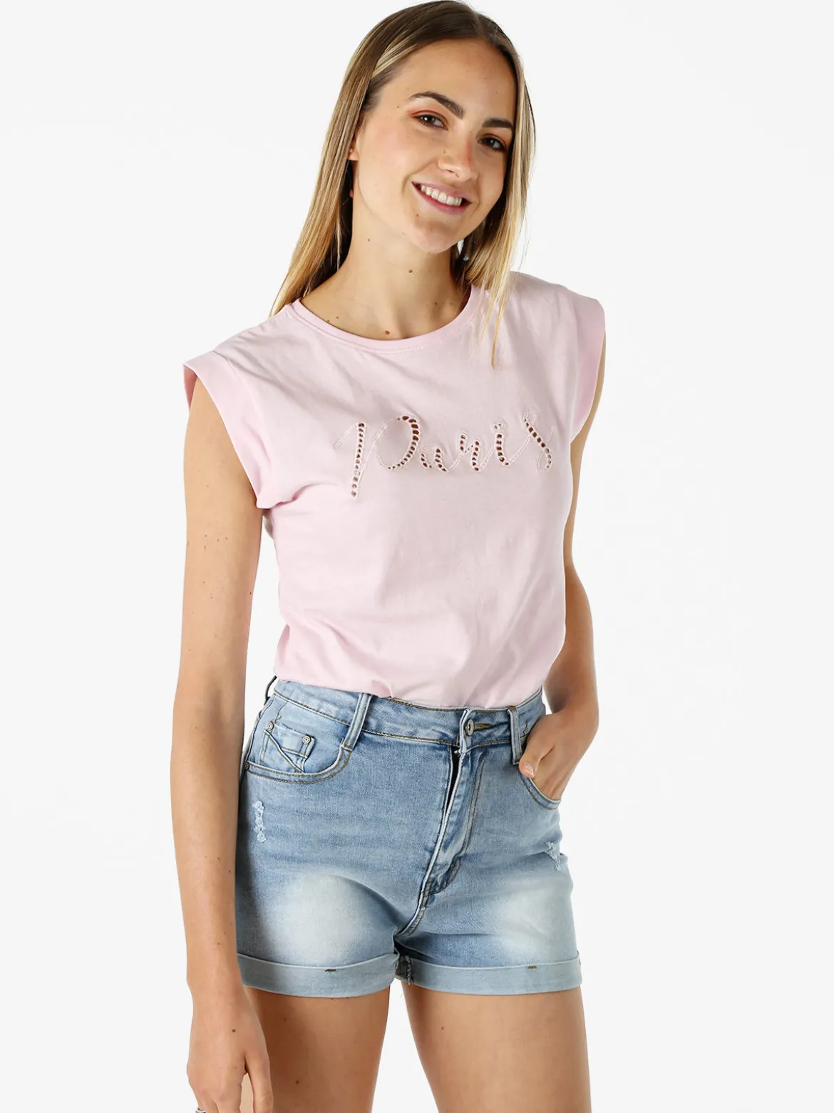 The People Rep T-shirt donna in cotone con ricamo - rosa